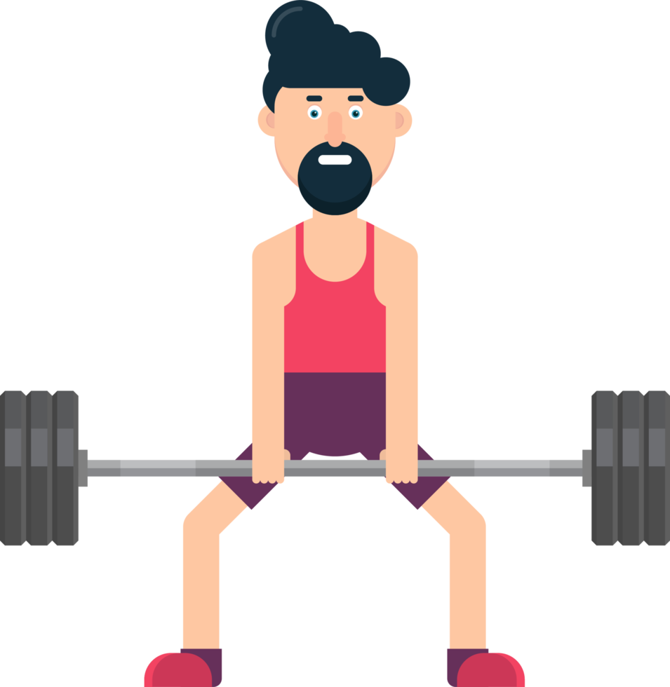 Man character training at the gym vector illustration png