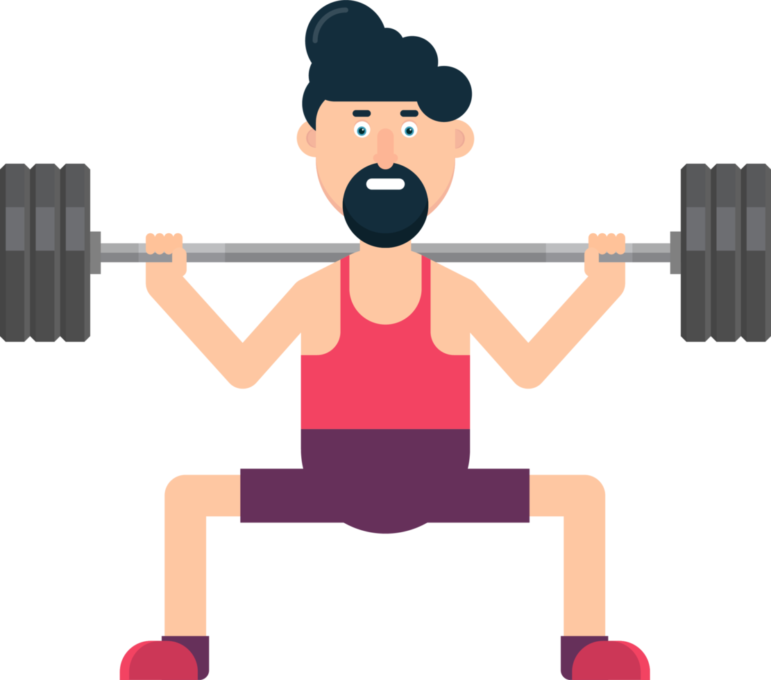 hombre, carácter, formación, en, el, gimnasio, vector, ilustración png