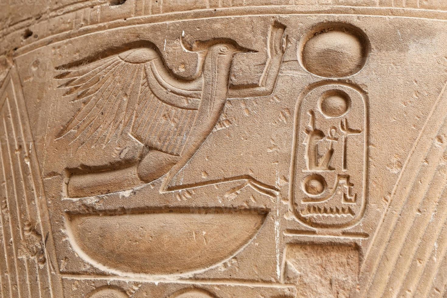 jeroglíficos egipcios en el templo de luxor, luxor, egipto foto