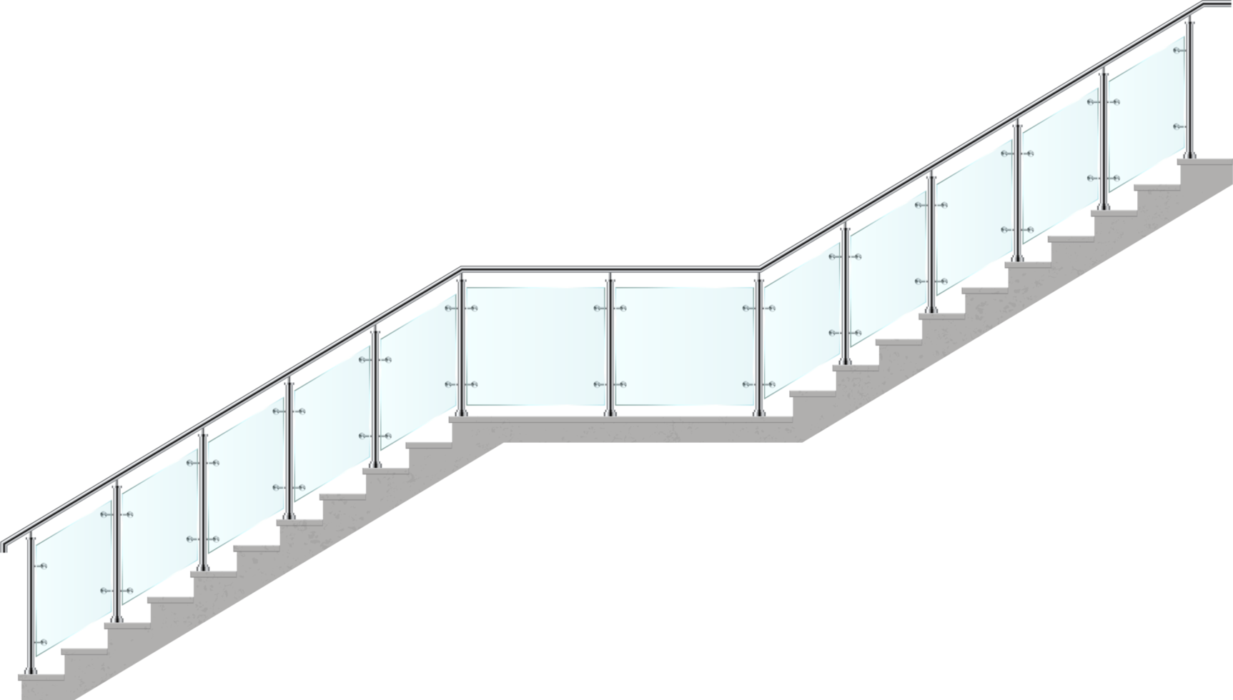 Stairs with glass railing vector illustration png