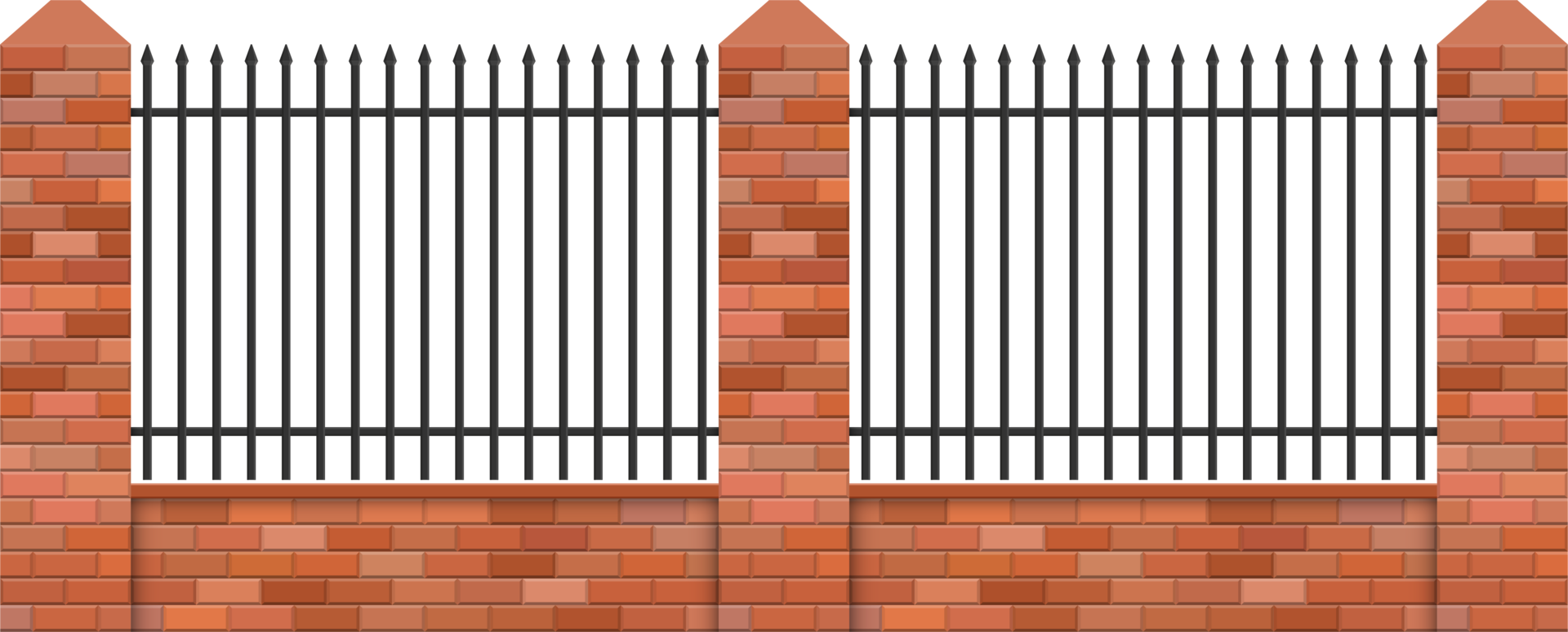 Brick and steel fence vector illustration isolated png