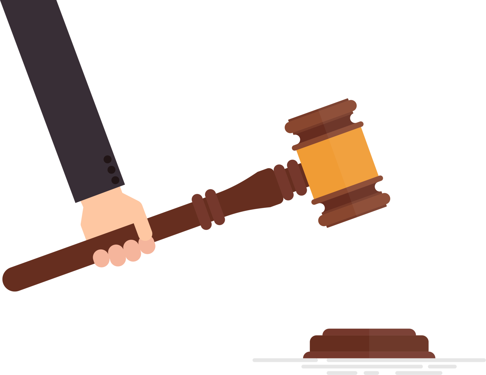 Judge gavel in hand vector illustration isolated on white background