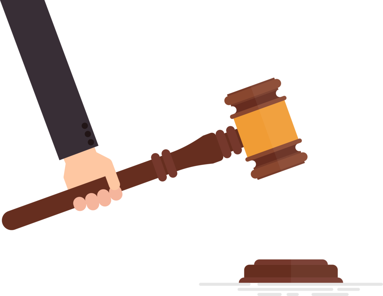 Judge gavel in hand vector illustration isolated on white background png