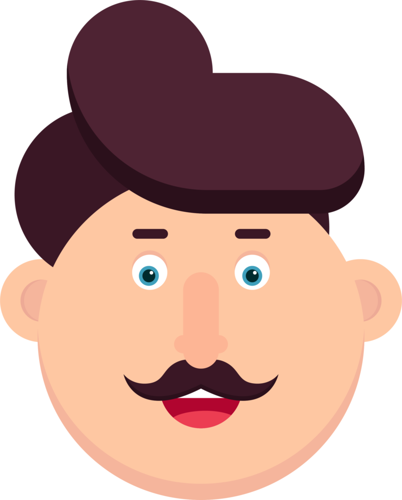 Man character with mustache vector illustration png