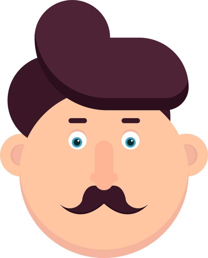 Man character with mustache vector illustration png