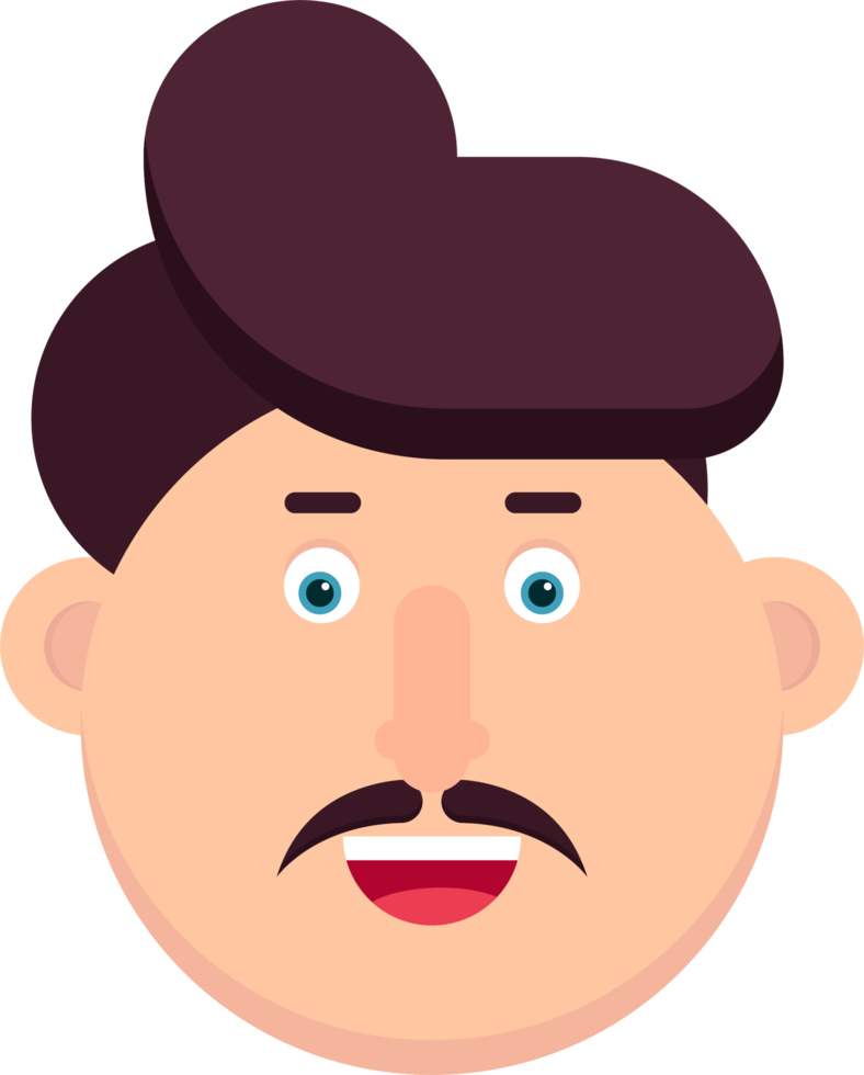 Man character with mustache vector illustration png