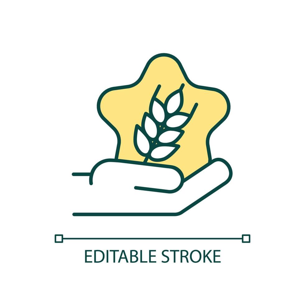 Humanitarian aid RGB color icon. Food donation. Provide products and nutrition. Combat hunger. Isolated vector illustration. Simple filled line drawing. Editable stroke