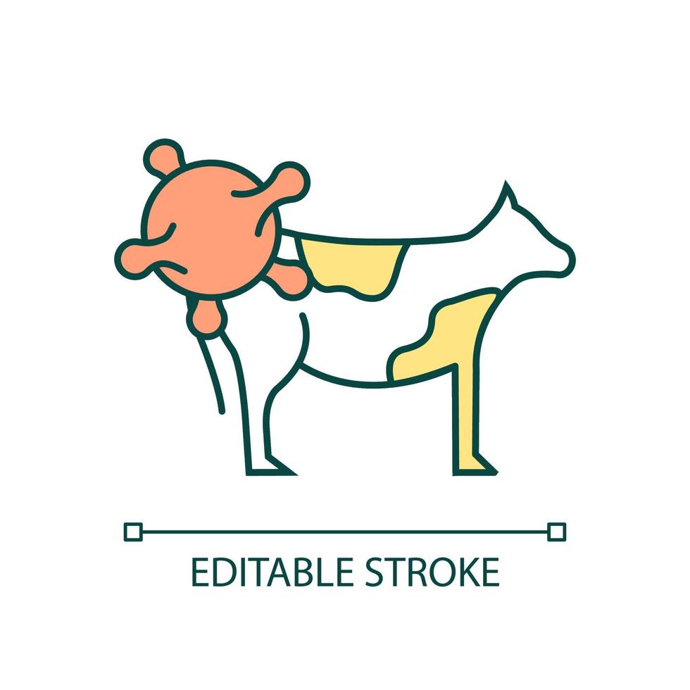 Livestock disease RGB color icon. Domestic animal infection. Farm animal. Agriculture issue. Isolated vector illustration. Simple filled line drawing. Editable stroke