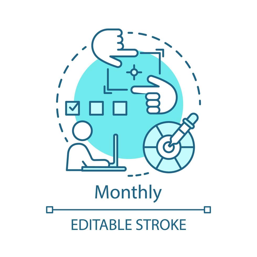 Monthly concept icon. Photo editor subscription tariff idea thin line illustration. Computer graphics program. Exposure setting. Vector isolated outline drawing. Color correction. Editable stroke