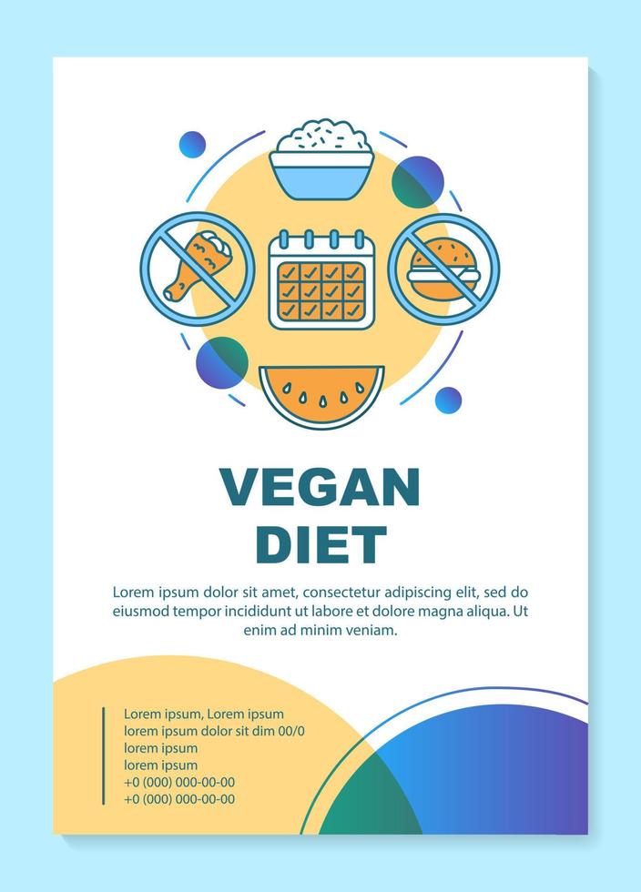 diseño de plantilla de folleto de dieta. folleto de estilo de vida vegetariano, folleto, diseño de impresión de folleto con ilustraciones lineales. diseños de páginas vectoriales para revistas, informes anuales, carteles publicitarios vector