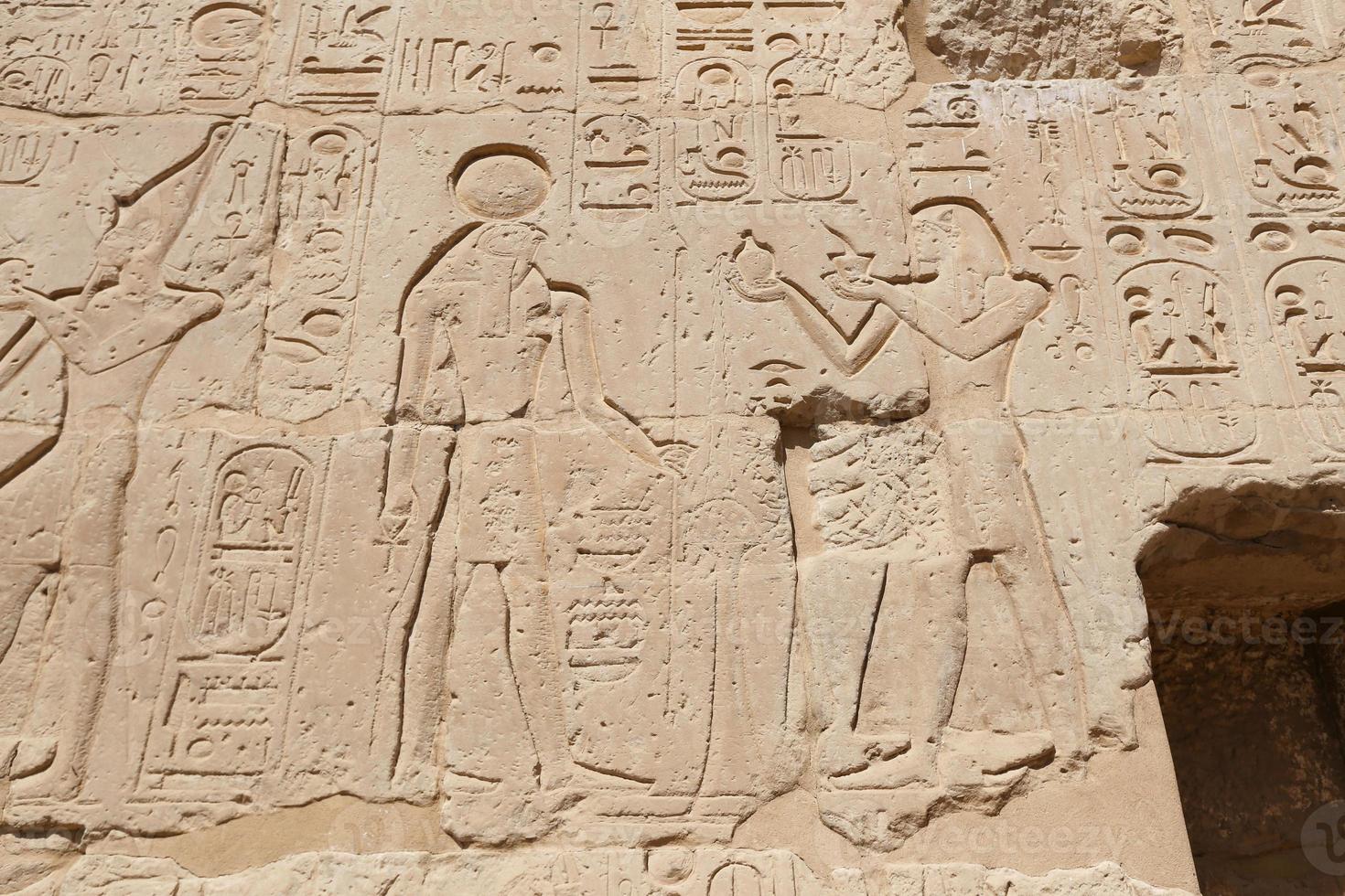 Egyptian hieroglyphs in Mortuary Temple of Seti I, Luxor, Egypt photo