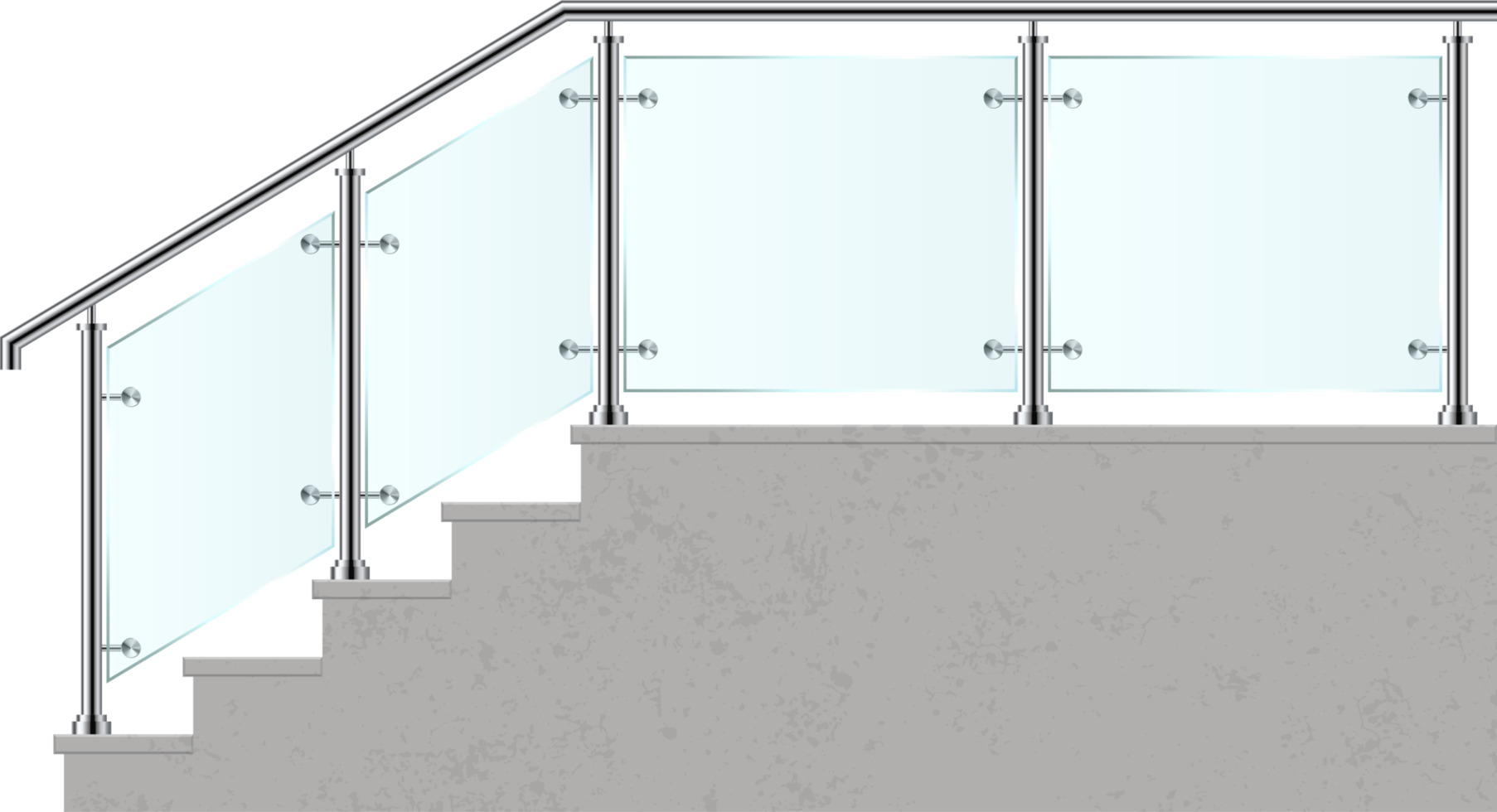 Stairs with glass railing vector illustration png