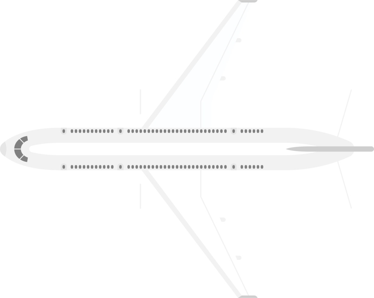 vista superior de la ilustración de vector de avión aislado png