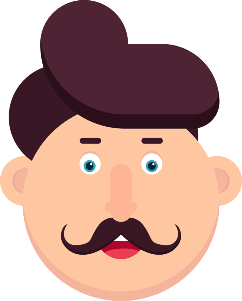 Man character with mustache vector illustration png