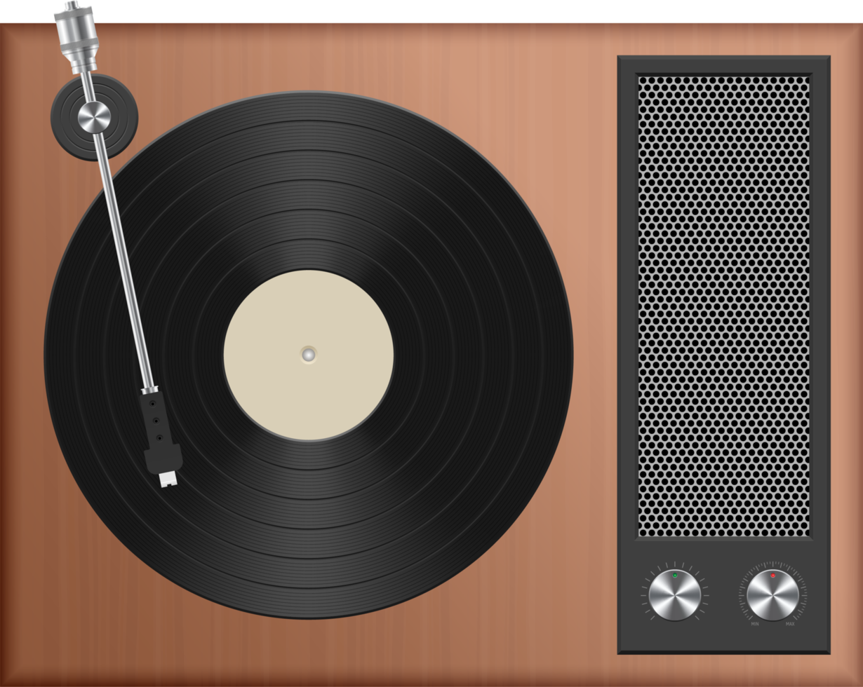 Vintage record player vector illustration isolated on white png