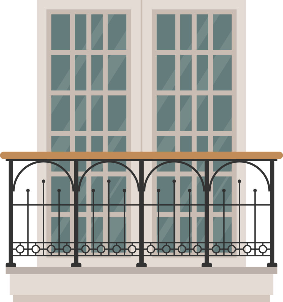 Balcony on brick wall vector illustration png