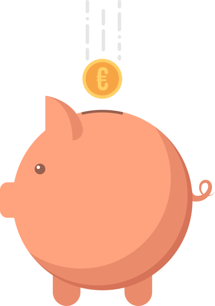 Piggy Bank with different currency png