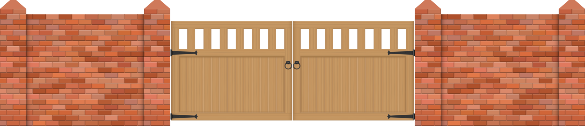 bakstenen hek met houten poort vectorillustratie png