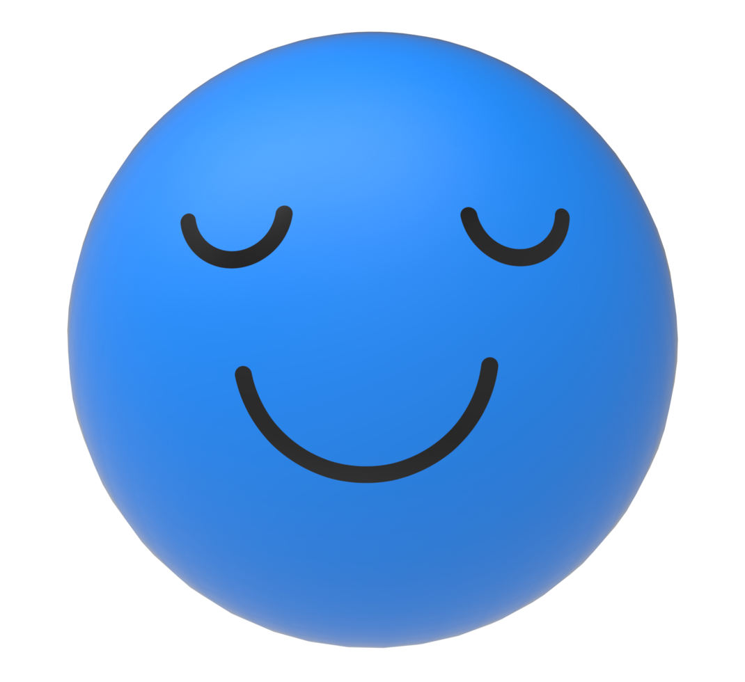 smiley, glad 3d-rendering blå emoji png