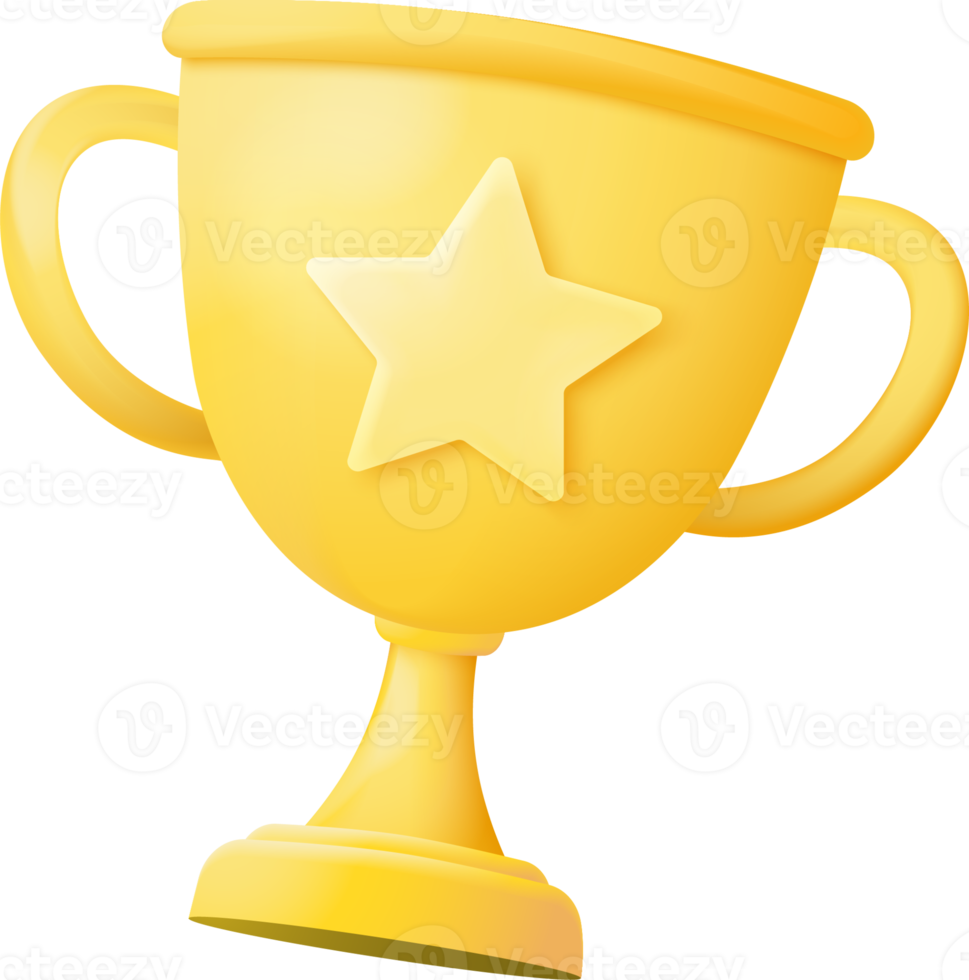 3d winners minimal with golden cup, gold winners stars on podium background. Award ceremony concept on pedestal with cartoon style. 3d render isolated on background png