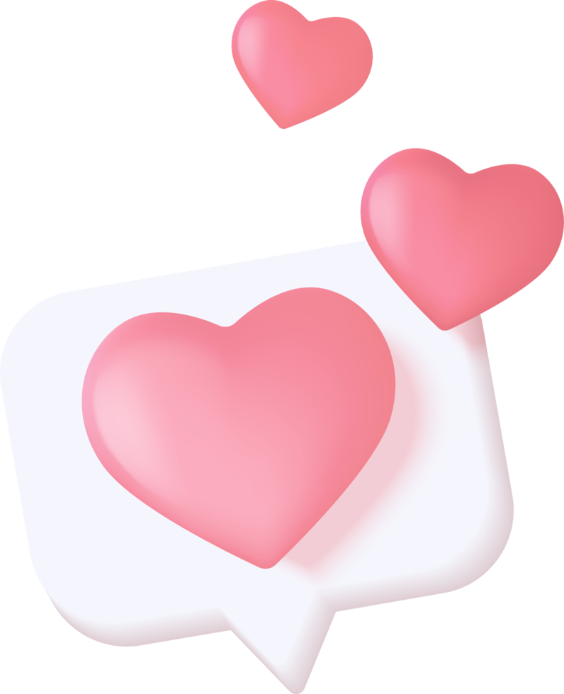 3D Social media online platform concept, online social communication on applications, Photo frame with heart and love emoji icon, like and play in red bubble 3d icons. 3d render concept png