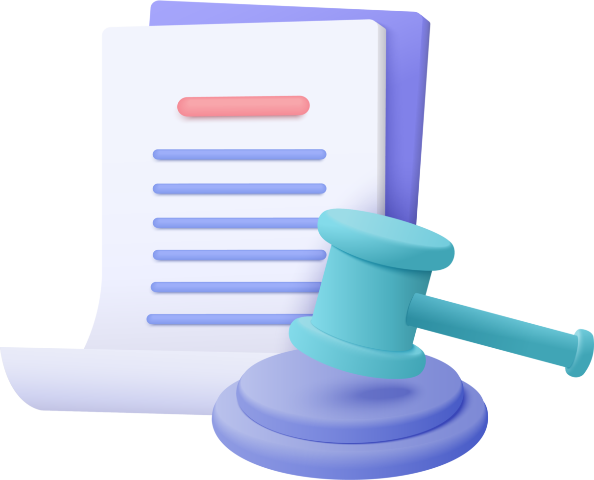 3D judge hammer minimal gavel concept of law on background. Professional lawyer, punishment, law advisor, advocate. Judge arbitrate courthouse 3d render icon png