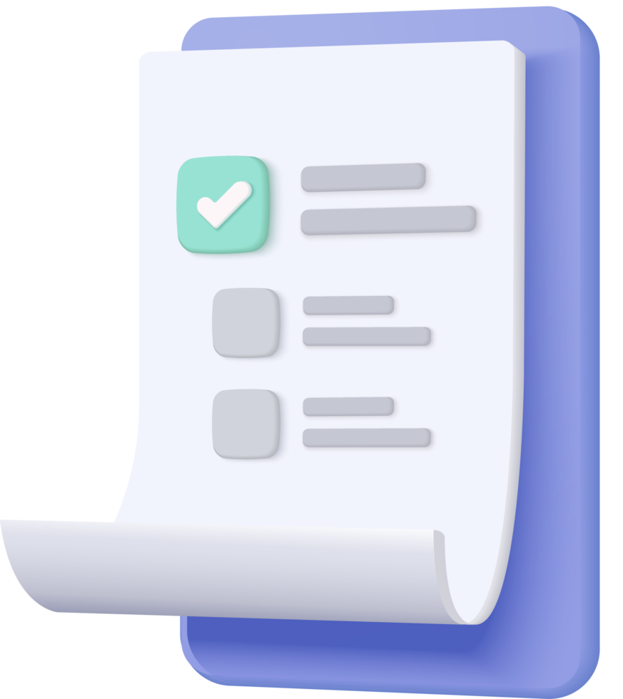 White clipboard task management todo check list, efficient work on project plan, fast progress, level up concept, assignment and exam, productivity solution icon. 3d clipboard render png