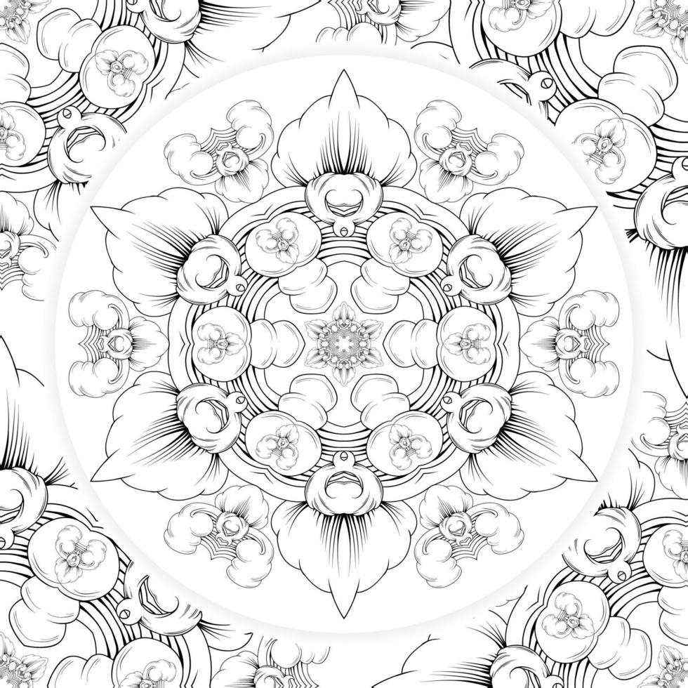 página de coloreado de mandala, página de coloreado antiestrés para adultos, dibujo de esquema de mandala ilustración vectorial vector