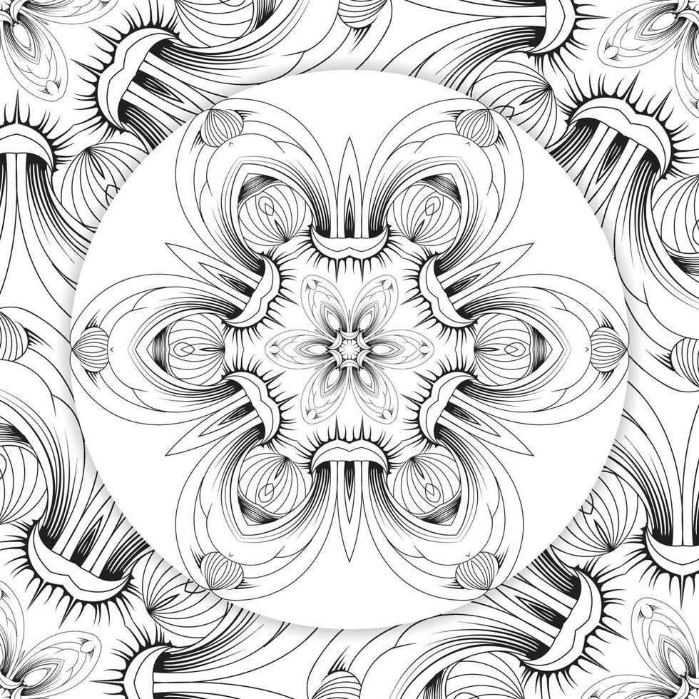 Beautiful monochrome Mandala illustration for adult coloring book page with abstract linear pattern vector