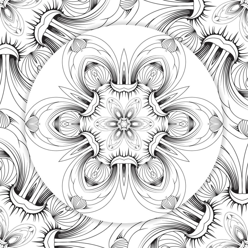 hermosa ilustración de mandala monocromática para la página del libro de colorear para adultos con un patrón lineal abstracto vector