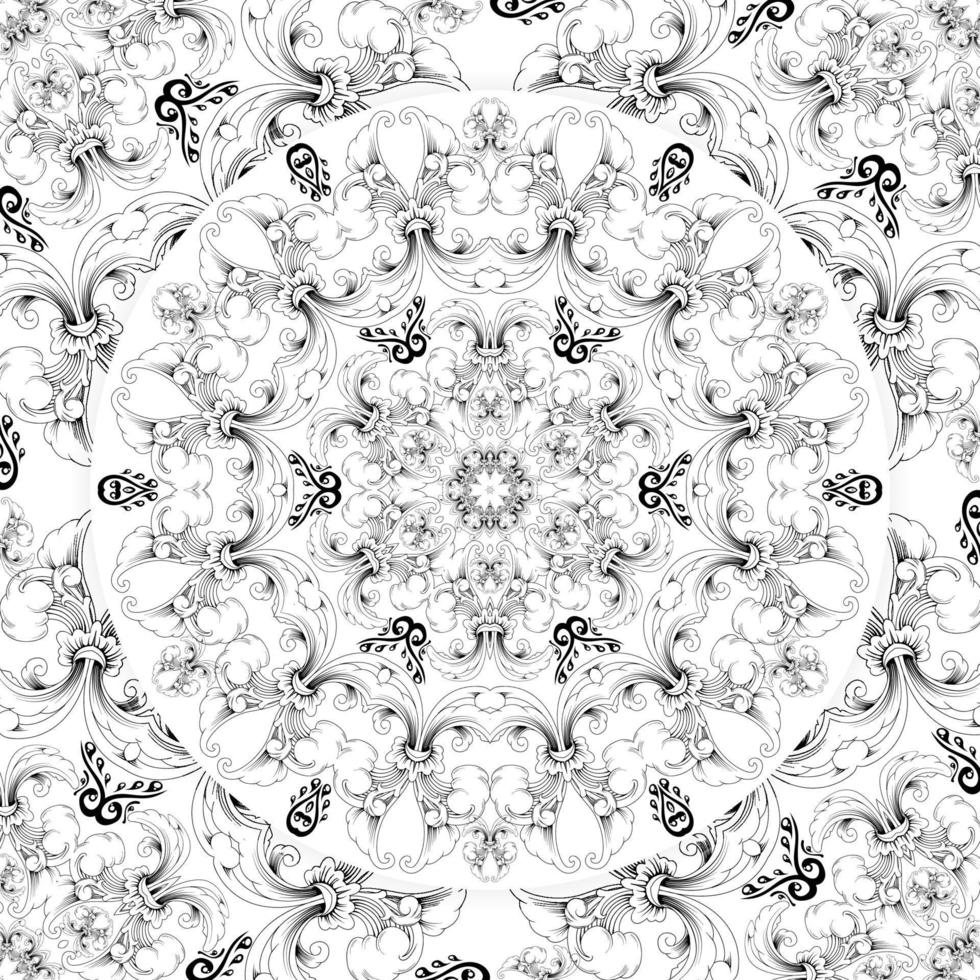 mandala redonda con motivos florales. página para colorear en blanco y negro. diseño vectorial vector