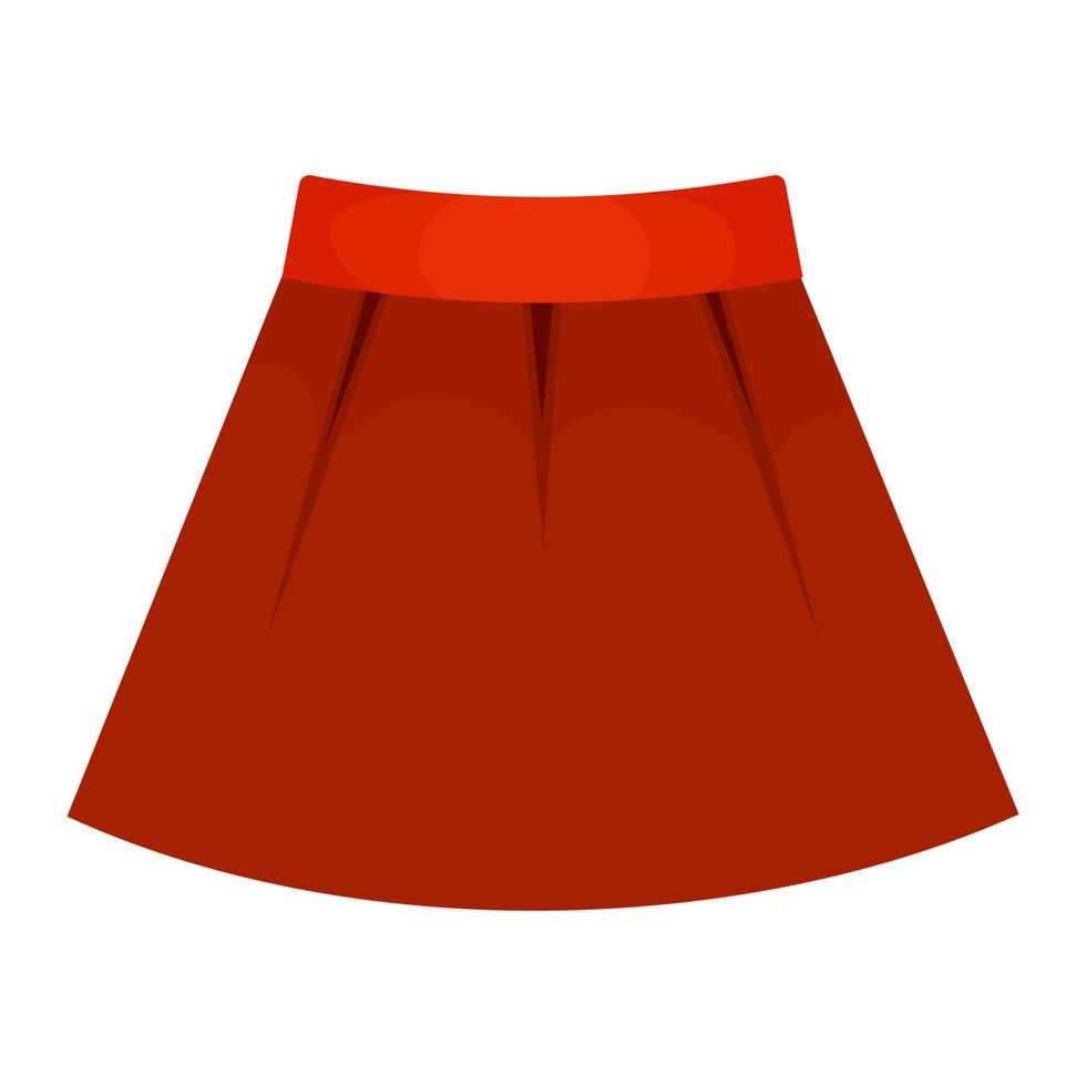 Cartoon childrens red skirt. Vector clothing clipart isolated on a white background.