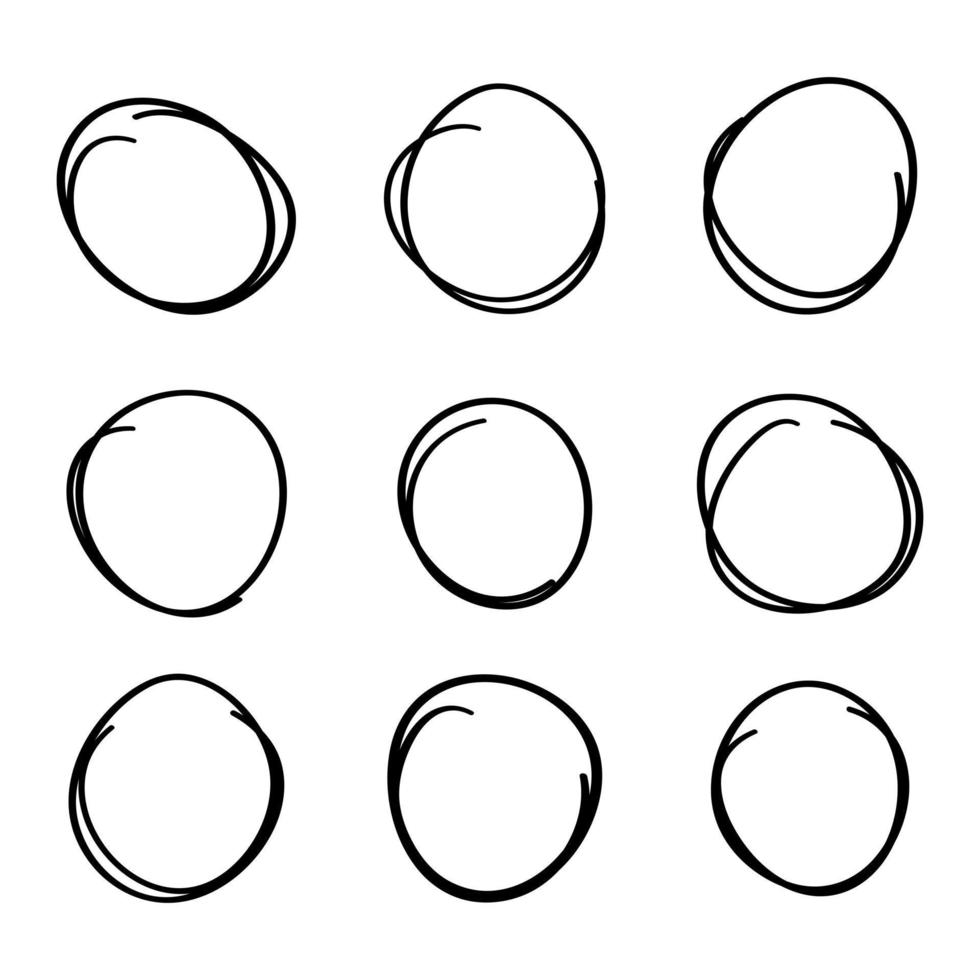 set of hand drawn circle marker vector