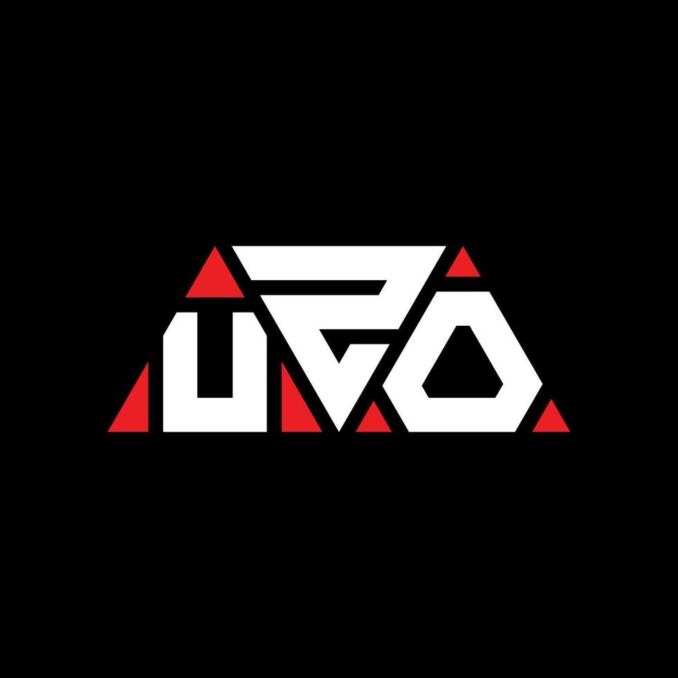 UZO triangle letter logo design with triangle shape. UZO triangle logo design monogram. UZO triangle vector logo template with red color. UZO triangular logo Simple, Elegant, and Luxurious Logo. UZO