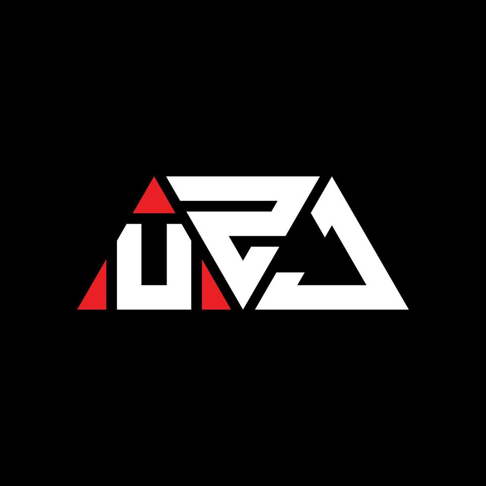 UZJ triangle letter logo design with triangle shape. UZJ triangle logo design monogram. UZJ triangle vector logo template with red color. UZJ triangular logo Simple, Elegant, and Luxurious Logo. UZJ