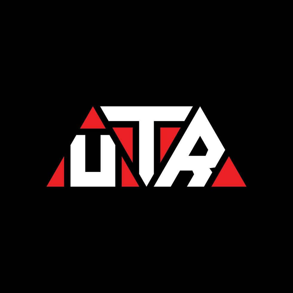 UTR triangle letter logo design with triangle shape. UTR triangle logo design monogram. UTR triangle vector logo template with red color. UTR triangular logo Simple, Elegant, and Luxurious Logo. UTR