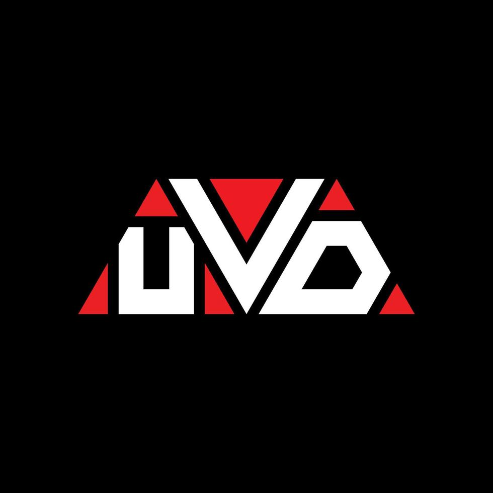 UVD triangle letter logo design with triangle shape. UVD triangle logo design monogram. UVD triangle vector logo template with red color. UVD triangular logo Simple, Elegant, and Luxurious Logo. UVD