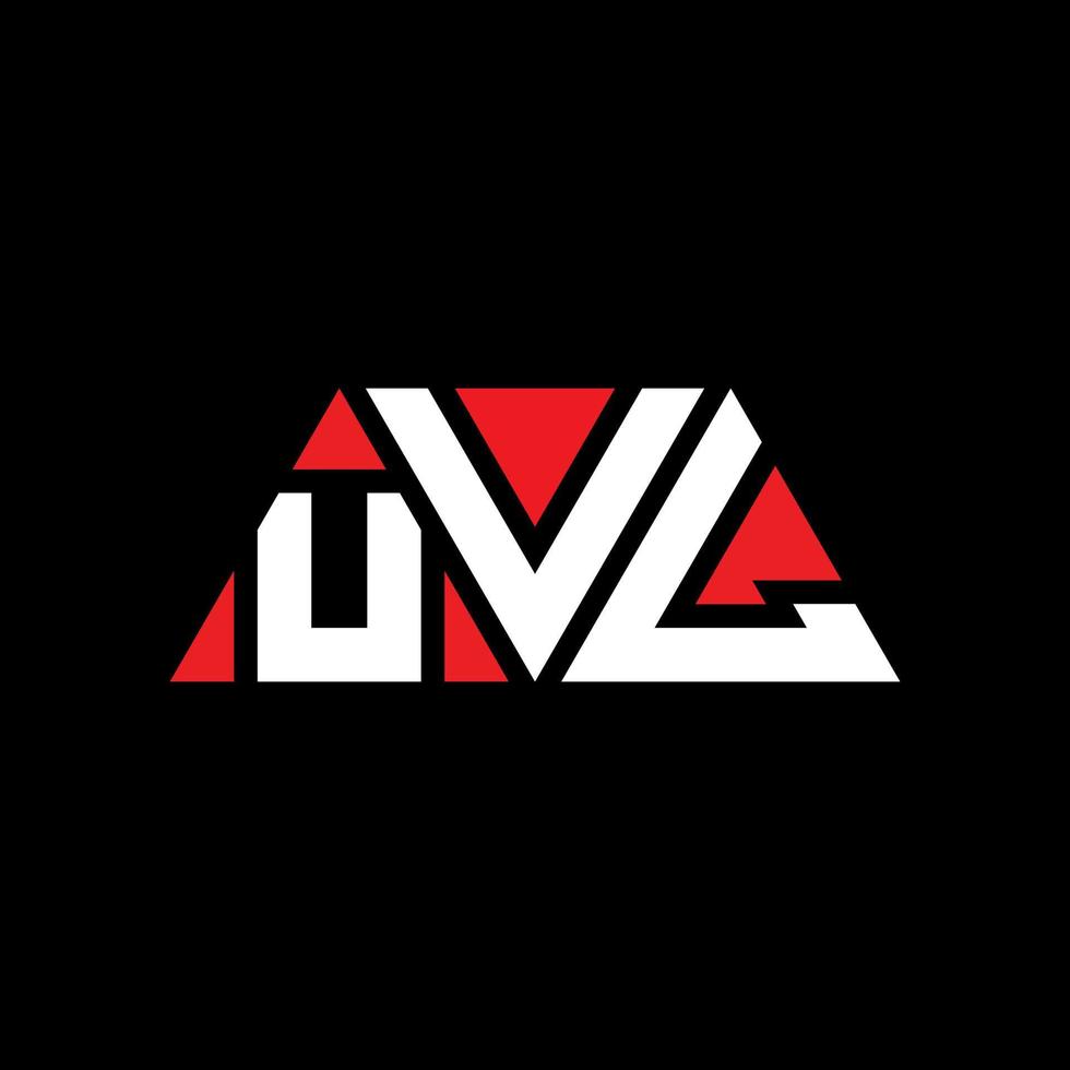 UVL triangle letter logo design with triangle shape. UVL triangle logo design monogram. UVL triangle vector logo template with red color. UVL triangular logo Simple, Elegant, and Luxurious Logo. UVL