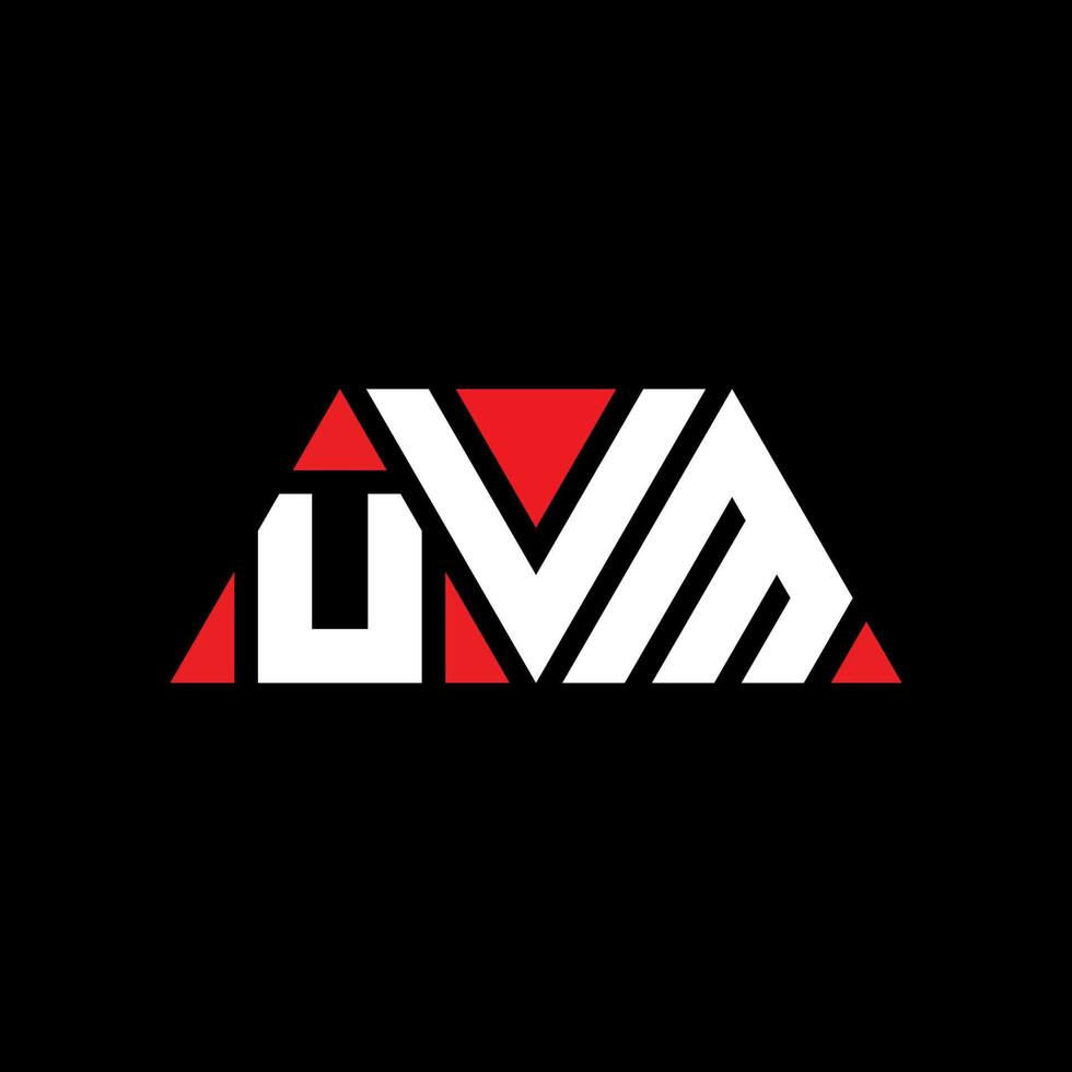 diseño de logotipo de letra triangular uvm con forma de triángulo. monograma de diseño del logotipo del triángulo uvm. plantilla de logotipo de vector de triángulo uvm con color rojo. logotipo triangular uvm logotipo simple, elegante y lujoso. uvm