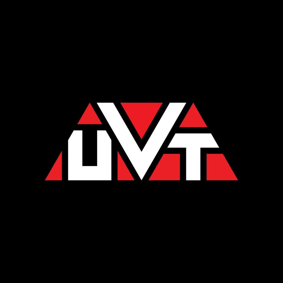 UVT triangle letter logo design with triangle shape. UVT triangle logo design monogram. UVT triangle vector logo template with red color. UVT triangular logo Simple, Elegant, and Luxurious Logo. UVT