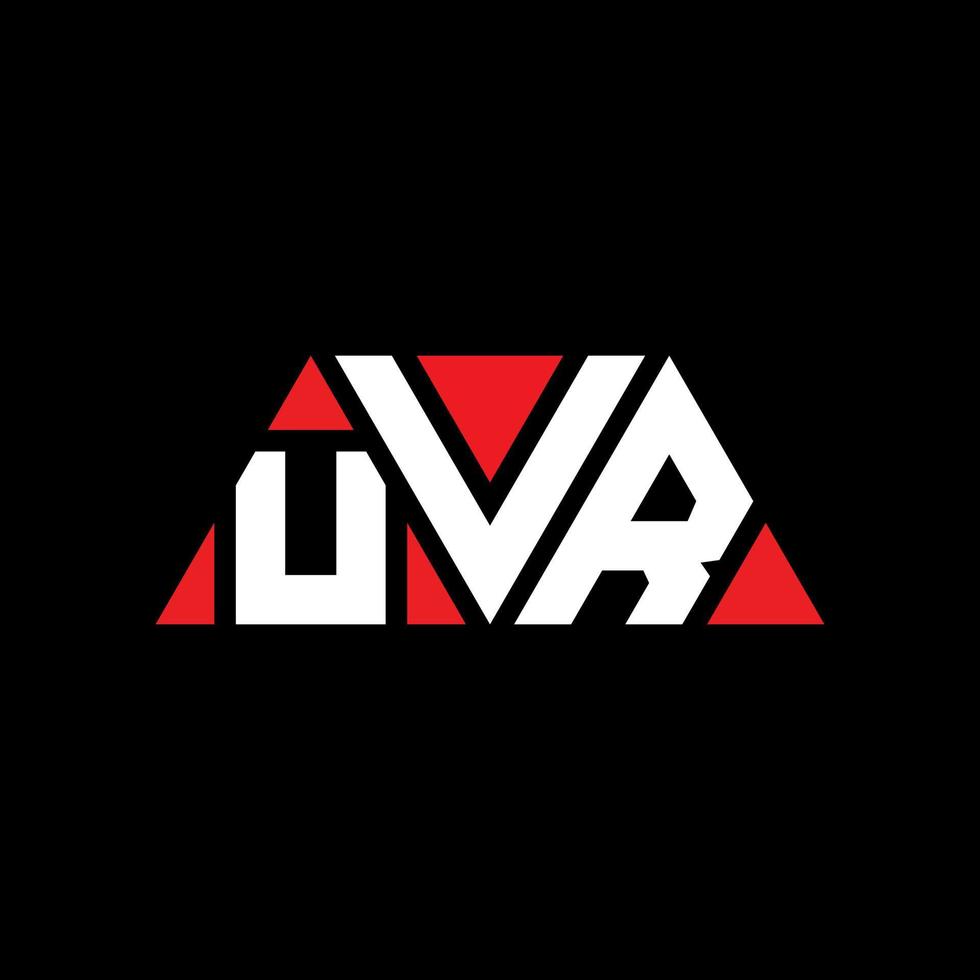 UVR triangle letter logo design with triangle shape. UVR triangle logo design monogram. UVR triangle vector logo template with red color. UVR triangular logo Simple, Elegant, and Luxurious Logo. UVR