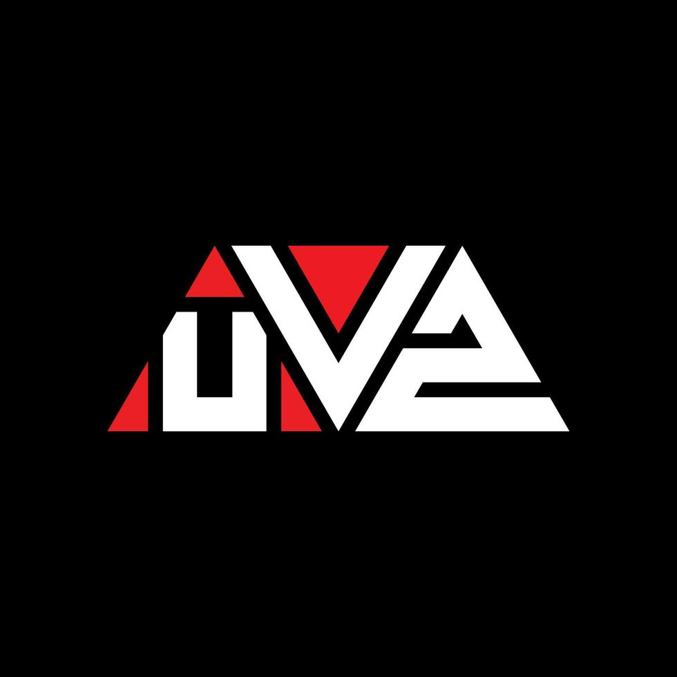 diseño de logotipo de letra triangular uvz con forma de triángulo. monograma de diseño del logotipo del triángulo uvz. plantilla de logotipo de vector de triángulo uvz con color rojo. logotipo triangular uvz logotipo simple, elegante y lujoso. uvz