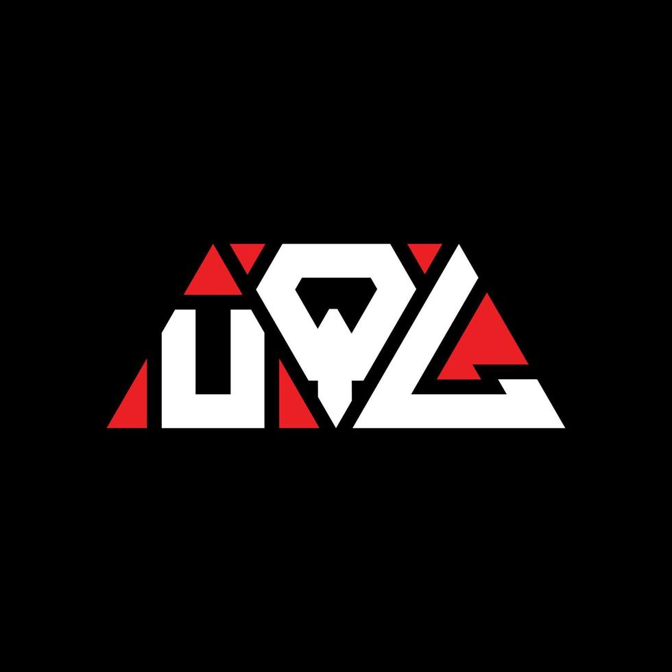 UQL triangle letter logo design with triangle shape. UQL triangle logo design monogram. UQL triangle vector logo template with red color. UQL triangular logo Simple, Elegant, and Luxurious Logo. UQL
