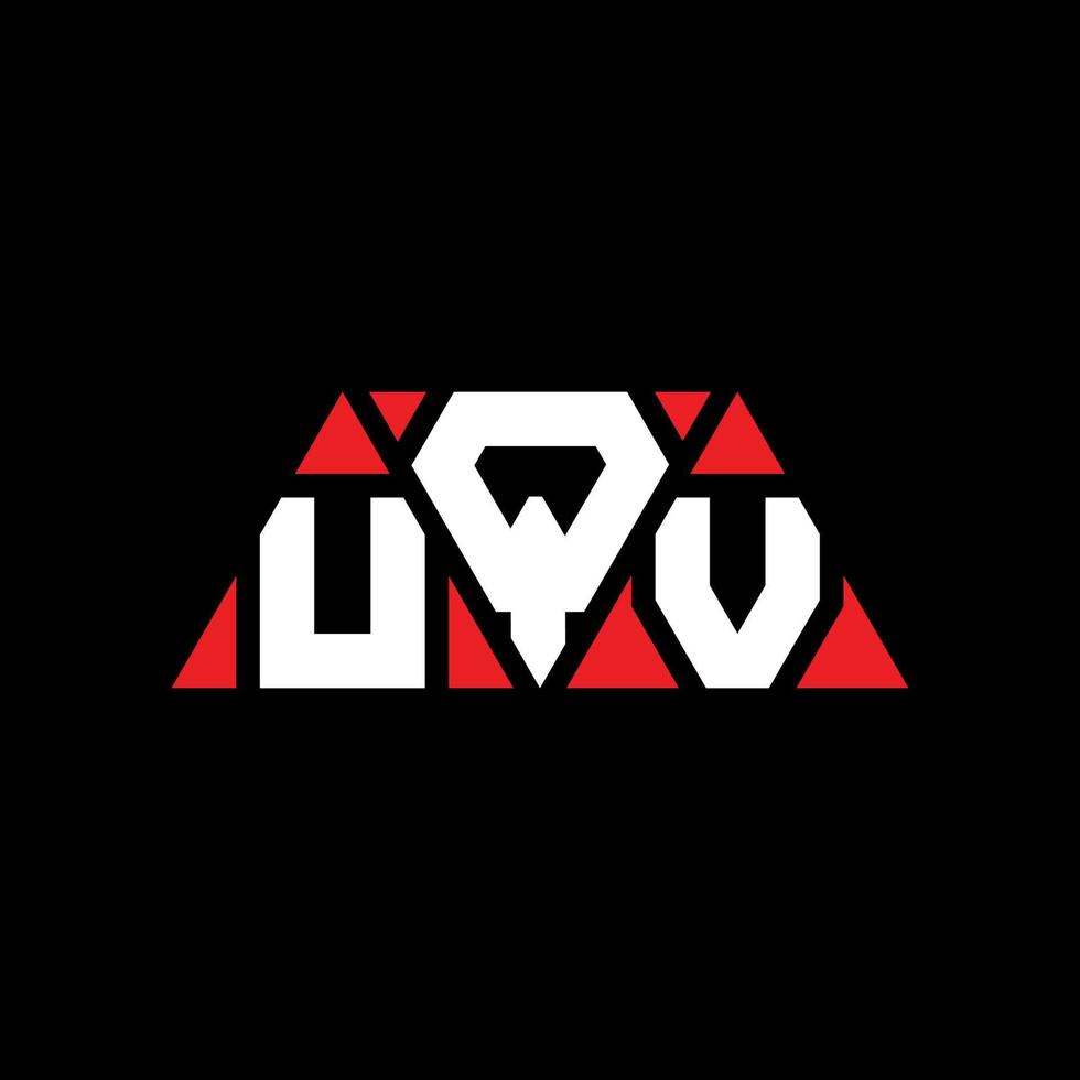 UQV triangle letter logo design with triangle shape. UQV triangle logo design monogram. UQV triangle vector logo template with red color. UQV triangular logo Simple, Elegant, and Luxurious Logo. UQV