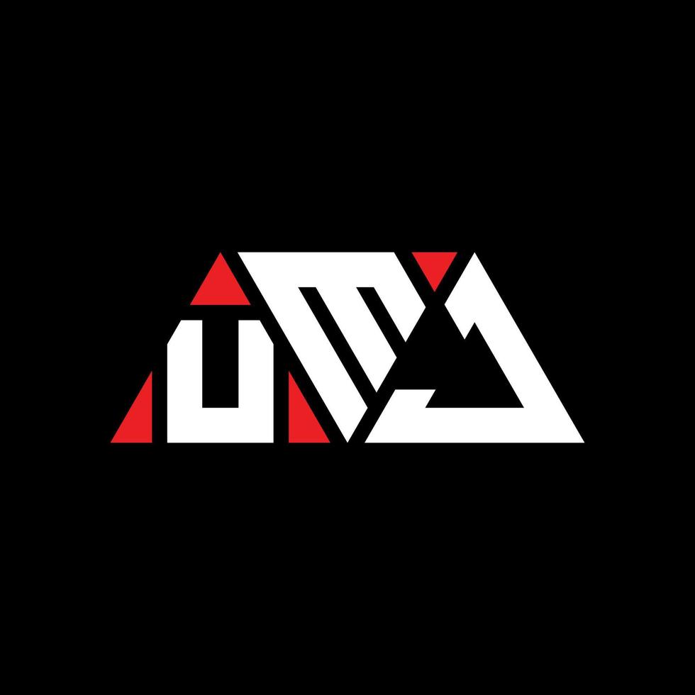 UMJ triangle letter logo design with triangle shape. UMJ triangle logo design monogram. UMJ triangle vector logo template with red color. UMJ triangular logo Simple, Elegant, and Luxurious Logo. UMJ