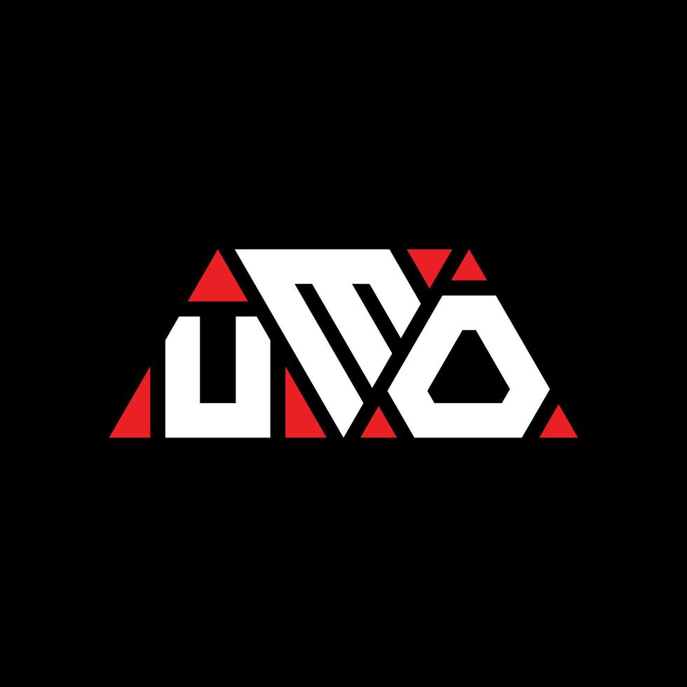 UMO triangle letter logo design with triangle shape. UMO triangle logo design monogram. UMO triangle vector logo template with red color. UMO triangular logo Simple, Elegant, and Luxurious Logo. UMO