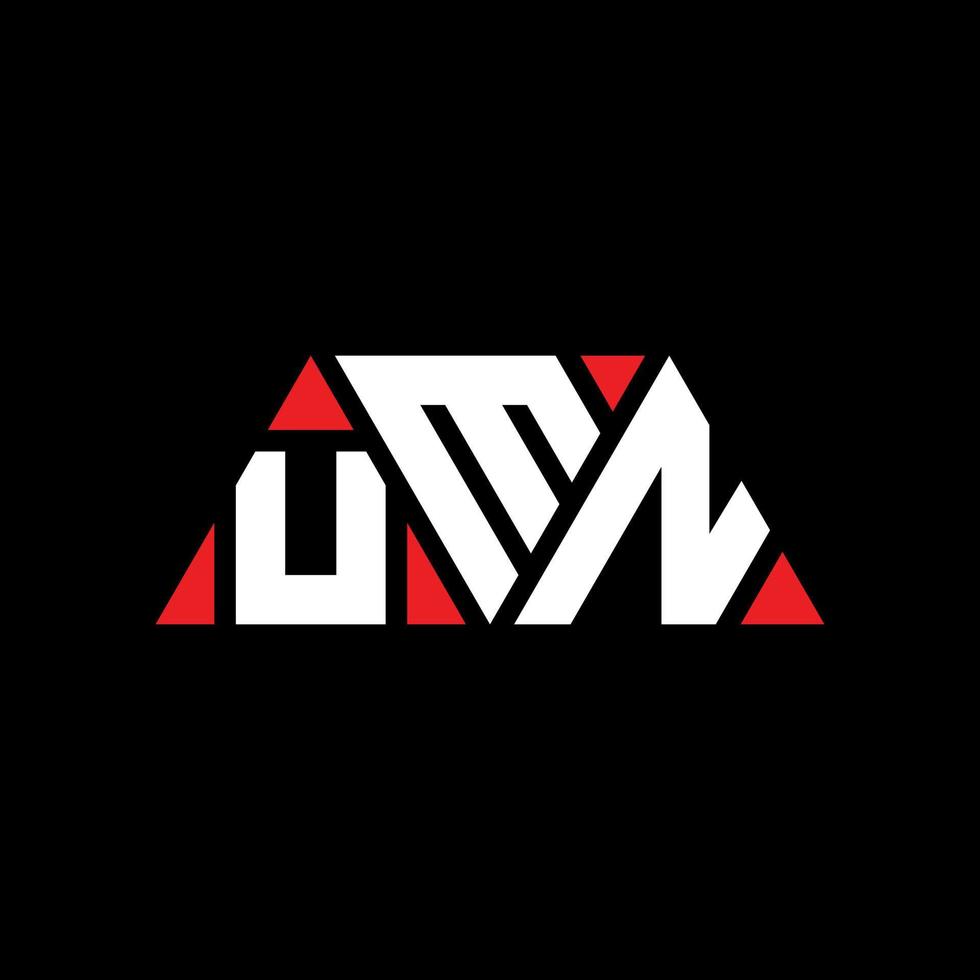 diseño de logotipo de letra triangular umn con forma de triángulo. monograma de diseño de logotipo de triángulo umn. plantilla de logotipo de vector de triángulo umn con color rojo. logotipo triangular umn logotipo simple, elegante y lujoso. mmm