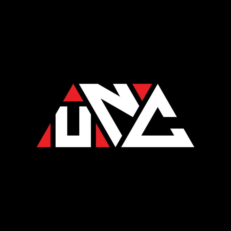 UNC triangle letter logo design with triangle shape. UNC triangle logo design monogram. UNC triangle vector logo template with red color. UNC triangular logo Simple, Elegant, and Luxurious Logo. UNC