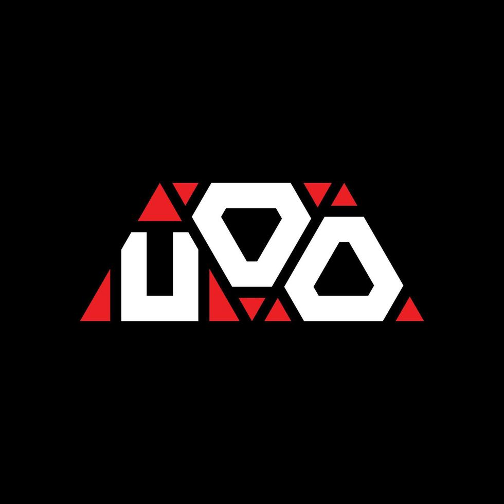 UOO triangle letter logo design with triangle shape. UOO triangle logo design monogram. UOO triangle vector logo template with red color. UOO triangular logo Simple, Elegant, and Luxurious Logo. UOO