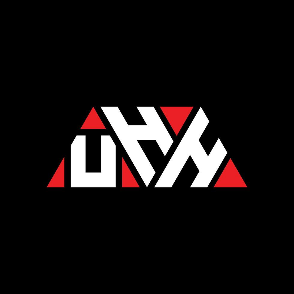 UHH triangle letter logo design with triangle shape. UHH triangle logo design monogram. UHH triangle vector logo template with red color. UHH triangular logo Simple, Elegant, and Luxurious Logo. UHH